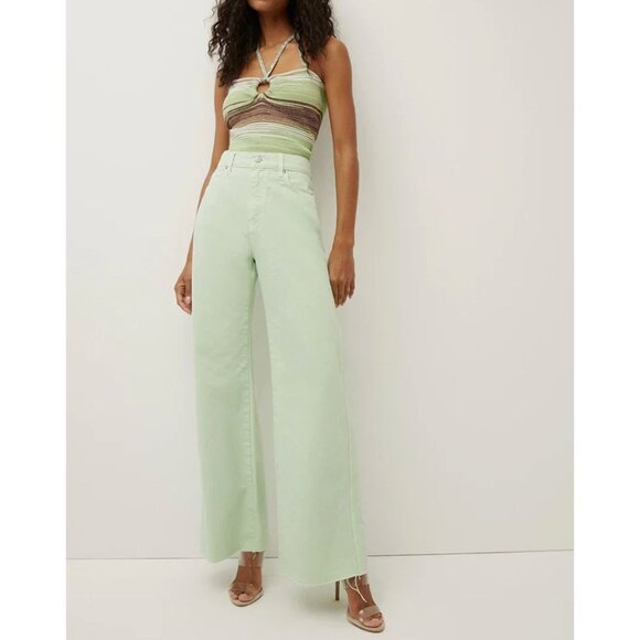 Veronica Beard Denim - Veronica Beard Taylor Wide-Leg Jean Pistachio Green Size 27
